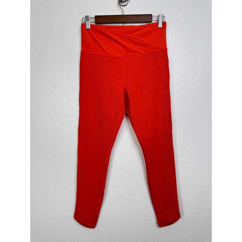 Athleta Elation Crossover Rib 7/8 Tight Orange Ribbed Leggings‎ 987155-02 Medium